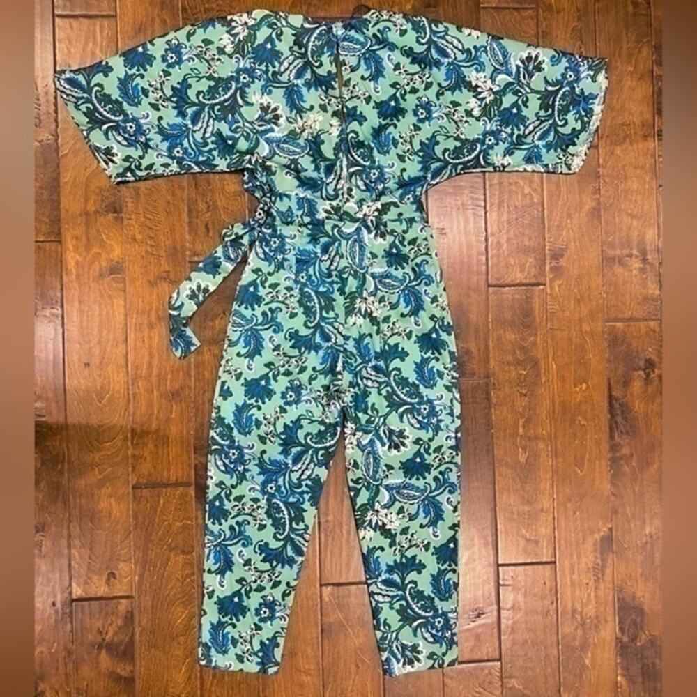 Zara NWT Blue Paisley Belted Wide Leg Jumpsuit S - Picture 16 of 16